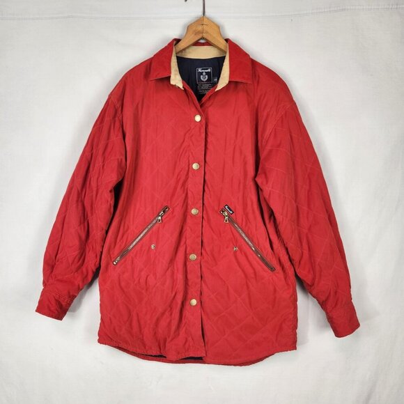 Faconnable Quilted Button Up Coat Jacket Men’s Size XS Red Snap Lined Light - Picture 2 of 8